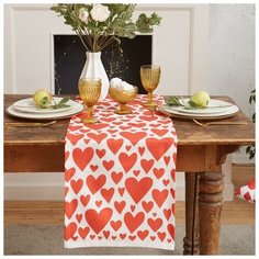Дорожка на стол "Этель" Red hearts 40х149см, 100% хл, саржа 190 г/м2 5376647