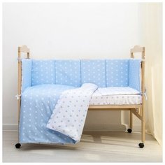 Борт в кроватку "Ноченька", из 4-х частей, чехлы съемные, цвет голубой, бязь хл100% 3837513 Сонная Сказка