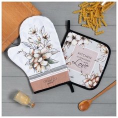 Набор кух. "Floral mood" варежка-прихватка 20х28см, прихватка 19х19см,100% хл 6535975 Этель