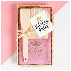 Набор кухон. "Kitchen Queen" в корзинке: полотенце, прихватка, лопатка 4356698 Этель