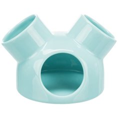 Керамический домик с 3 входами для мышей, ф 12 X 10 см, бирюза Trixie