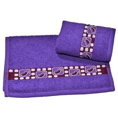 Полотенце махровое жаккардовое 30х60 см, баклажан, хлопок 100%, 340 г/м2 Текстиль центр