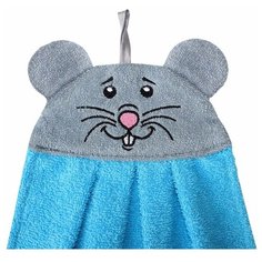 Полотенце-рушник Гранд-Стиль махровое "Мышка", 43*35 см, голубое, 300 г/м2