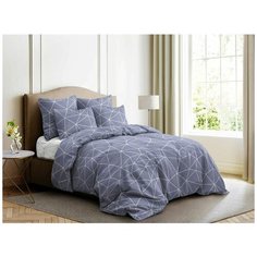 Постельное белье 2-спальное Ночь Нежна Грани, поплин, 70 х 70 см, серый