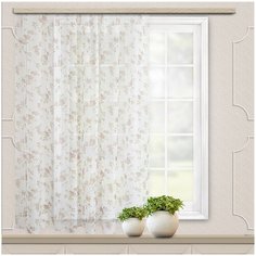 Штора вуаль- печать кустовая роза 140*180 см св.коричневый Witerra