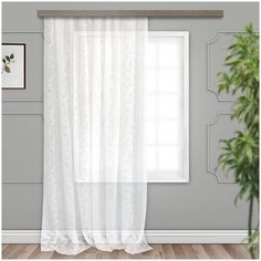 Штора Тюль лен деворе "Листья" JYB005 белый 150*275 Witerra