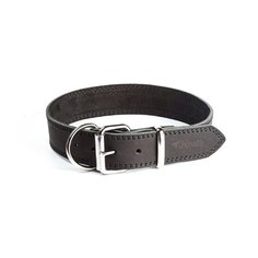 Ошейник кожаный для собак GRIPALLE Дакс, натуральная кожа, стальная фурнитура, размер: ширина 40 мм, длина 45 см, цвет черный,
