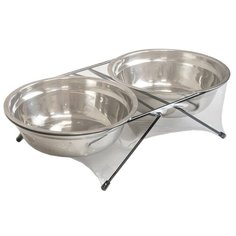 Darell ECO кормушка металлическая напольная с двумя нерж.мисками 2 х 1,0л, D20см, чёрная, термоупаковка*7 Дарэлл