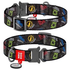 WauDog Ошейник для собак Nylon с рисунком "Лига справедливости" (ширина 25 мм, длина 35-58 см)