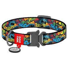 WauDog Ошейник для собак Nylon с рисунком "Бэтмен Яркий" (ширина 15 мм, длина 23-35 см)