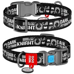 WauDog Ошейник для собак Nylon с QR паспортом, рисунок "Черный рыцарь" (ширина 20 мм, длина 24-40 см)