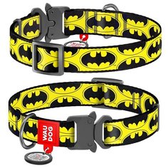 WauDog Ошейник для собак Nylon с рисунком "Бэтмен Лого" (ширина 25 мм, длина 31-49 см)