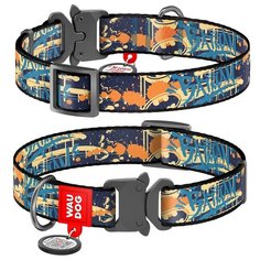 WauDog Ошейник для собак Nylon с рисунком "Бэтмен Джинс" (ширина 25 мм, длина 31-49 см)