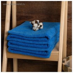 Простыня махровая гладкокрашеная 155х200см, голубой, хлопок 100%, 380г/м2 5053216 Алтын Асыр