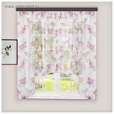 Штора для кухни вуаль-печать арка 285х160 см, цв.сирень, пэ 100% 3865381 Witerra