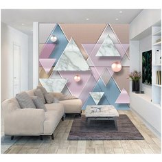 Фотообои на стену Fotooboikin "Треугольники 3 д бежевые" 300х270