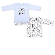 Лонгслив LEO, комплект из 2 шт., размер 68, голубой/белый Лео