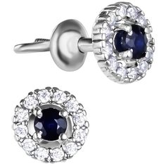 Balex Серьги 2502685257 из серебра 925 пробы с сапфиром корундом природным и фианитом