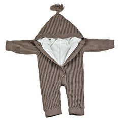 Комбинезон для новорожденных АЙШАХ-KIDS с капюшоном , подкладкой Х/Б, коричневый, размер 62 (24)