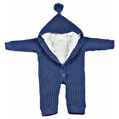 Комбинезон для новорожденных АЙШАХ-KIDS с капюшоном , подкладкой Х/Б, синий, размер 62 (24)