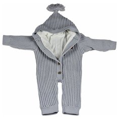 Комбинезон для новорожденных АЙШАХ-KIDS с капюшоном , подкладкой Х/Б, серый, размер 62 (24)