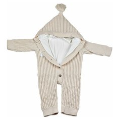 Комбинезон для новорожденных АЙШАХ-KIDS с капюшоном , подкладкой Х/Б, бежевый, размер 62 (24)