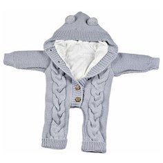 Комбинезон для новорожденных АЙШАХ-KIDS с капюшоном мишка, подкладкой Х/Б, серый, размер 62 (24)