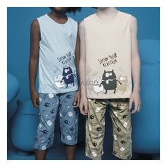 Детская пижама, 8/9 лет, размер 134/140, голубой комплект, чертик Donella