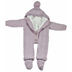 Комбинезон для новорожденных АЙШАХ-KIDS с капюшоном на меху, закрытый, размер 24 сиреневый
