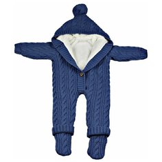 Комбинезон для новорожденных АЙШАХ-KIDS с капюшоном на меху, закрытый, размер 24 синий