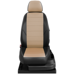 Авточехлы для Volkswagen Sharan с 1995-2010г. компактвэн 5-мест. Второй ряд три кресла-трансформеры, два подлокотника в передних спинках, 5-подголовников (Фольксваген Шаран). ЭК-04 бежевый/чёрный Avtolider1