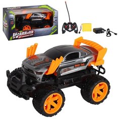 Машинка детская на радиоуправлении Монстр-трак, М1:16, 27MHz, пульт упраления, на аккумуляторе, 4 канала, свет, зарядное устройство, игрушка для детей, для малышей, для мальчиков, цвет оранжевый, в/к 38*20*19cм Компания Друзей