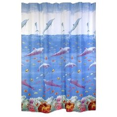Штора для ванной комнаты с рисунком "Дельфины", 180*200 см, полиэстер, X1257 Zalel