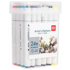 Набор маркеров для скетчинга Deli 70802-24 двойной пиш. наконечник 24цв. пластиковая коробка