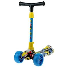 Самокат стальной, колёса световые PU d=11/5 см, ABEC 7, складной, до 65 кг, цвет синий Сима ленд