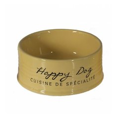 Миска для животных керамическая, DUVO+ "Happy Dog", жёлтая, 14.5см/520мл (Бельгия)