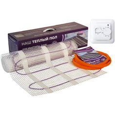 Тонкий тёплый пол под плитку (нагревательный мат) Наш теплый пол 3,5 м2 с терморегулятором