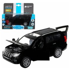 Машинка детская, металлическая, инерционная, Автопанорама, коллекционная, 1:32 Land Cruiser Prado, черный, свет, звук, открывающиеся двери