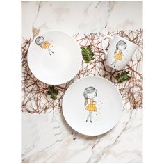 Набор посуды Salad "Девочка с котиком"