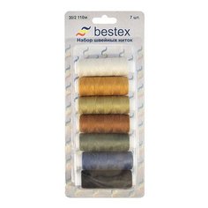 Набор ниток 30/2, ассорти, 110 м, упак./7 шт., Bestex (ассорти)