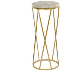 Столик приставной с белым мрамором 26х26х62 см ГЛАСАР