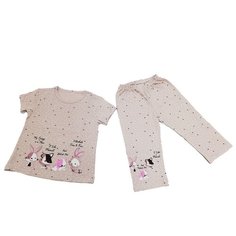 Пижама для девочек, 8/9 лет, размер 134/140, серый комплект, зайки Donella