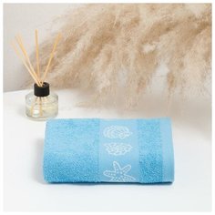 Полотенце махровое атлантика 071 50х80 см, голубой, хлопок 100%, 340г/м2 6767141 Belezza