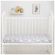 Простыня на резинке "LoveLife" Серые единороги 60*120+20 см, 100 % хлопок, сатин 5800911