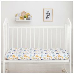 Простыня на резинке "LoveLife" Синие динозавры 60*120+20 см, 100 % хлопок, сатин 5800919