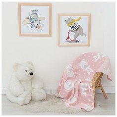 Плед, 110х140см Мишка розовый, велсофт, 230гр/м, пэ 100% 7078264 ОСЬМИНОЖКА