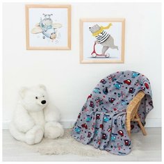 Плед, 110х140см вертолетики серые, флис, 250гр/м, пэ 100% 7078262 ОСЬМИНОЖКА