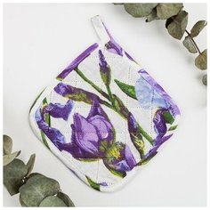 Прихватка для кухни Цветы 17х17см, рогожа, хлопок 100%, 155 г/м2 5866400 Коллекция