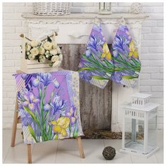 Полотенце вафельное Ирисы 50х60 см, хлопок 100%, 170г/м2 6074260 Domo Vita