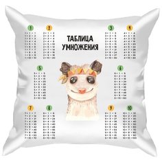 Подушка атласная таблица умножения "Мексиканские животные 7", сетка 1, 40х40 см, "Дарите подарок", pillow_multiplication_table_1_mexican_animals_7 ДАРИТЕПОДАРОК.РФ